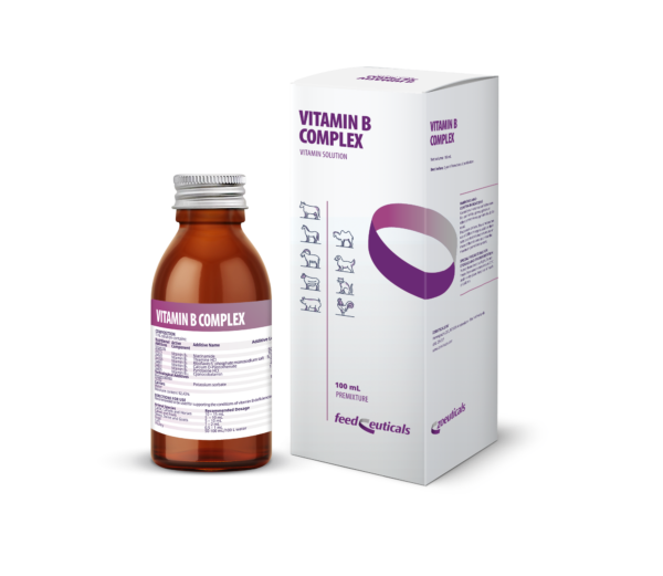 VitaminBComplex-600x521 VITAMIN B KOMPLEX, otopina s vitaminima, dopunska krmna smjesa s vitaminima, za goveda, konje, ovce, koze, svinje, perad, pse i mačke - Slika 1